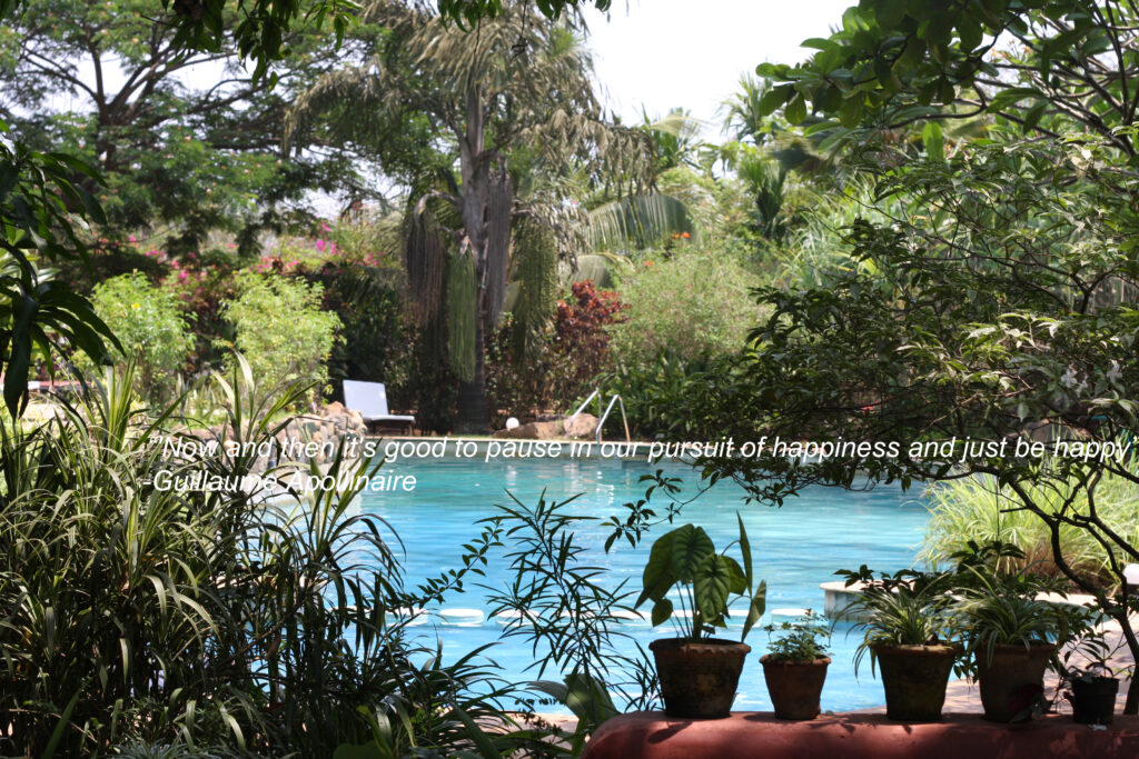 Lush Garden Pool. Laguna Anjuna, Guillaume Apolinnaire quote